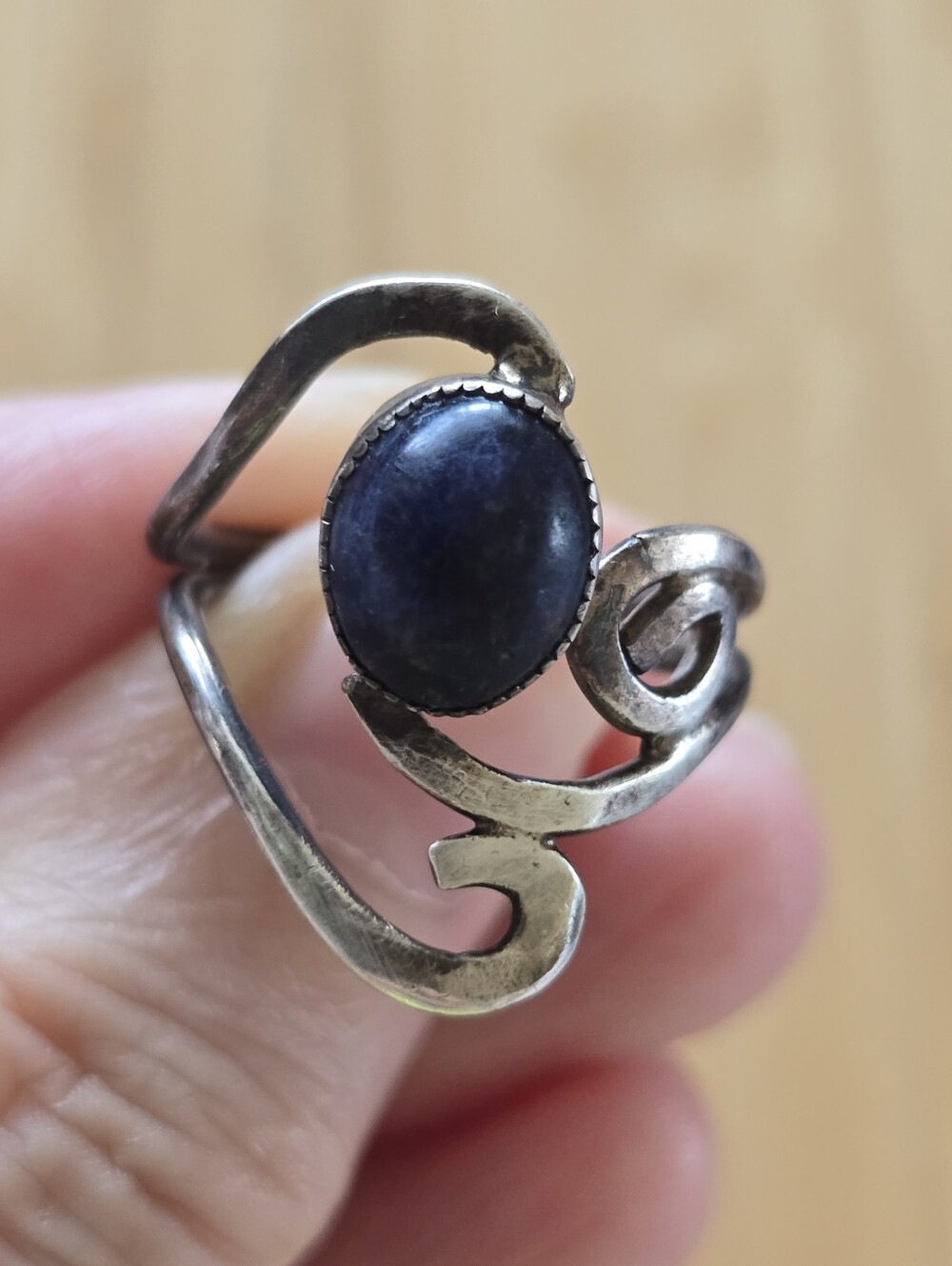 Vintage Lapis Lazuli Ring In Sterling Silver